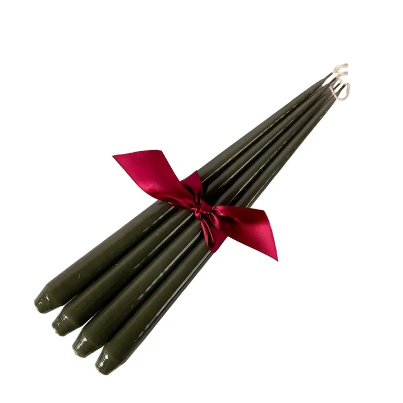 Set of Four Lacquered Candles - Army Green