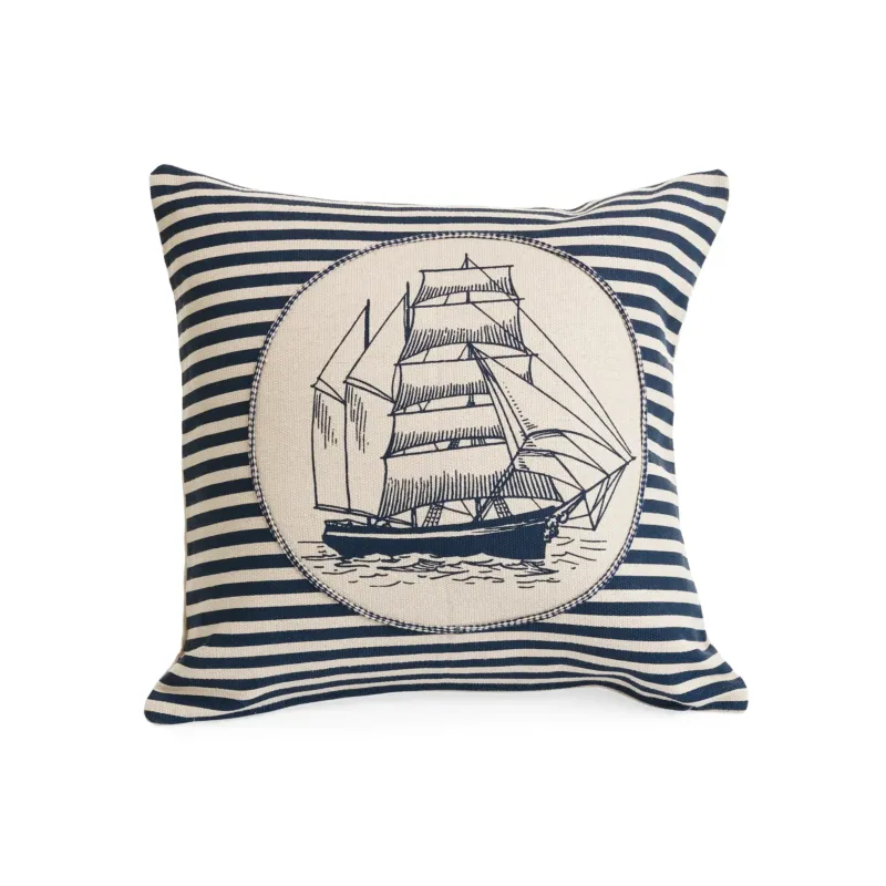 Sail Away Pillow | Blue & White