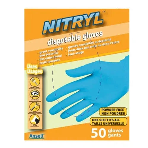 Ansell Nitryl Disposable Gloves, Nitrile, One Size, Blue, (50-pack), FINAL SALE
