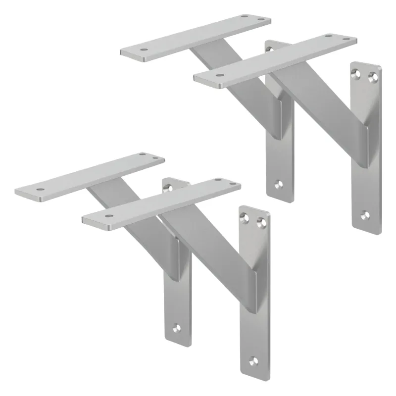 Zwei Metallregalträger in V-Form, nebeneinander angeordnet.