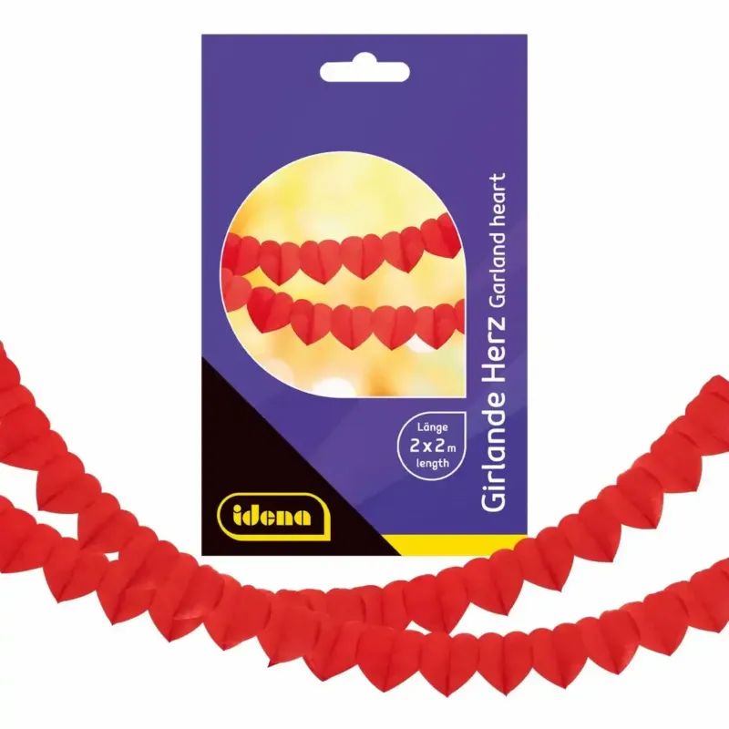 Idena Herz-Girlande 2er-Set, je ca. 2 m – Romantikdeko