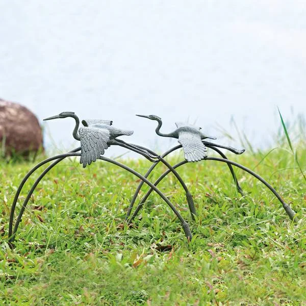 Cranes and Reeds Garden Pair Sculptures By SPI Home | Garden Sculptures & Statues | Modishstore