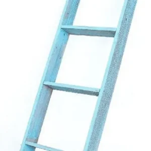 5 Step Rustic Turquoise Wood Ladder Shelf By Homeroots | Wall Decor | Modishstore - 1
