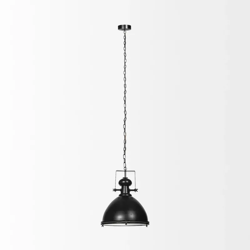 Industrial Black Metal Hanging Pendant Light By Homeroots | Pendant Lamps | Modishstore