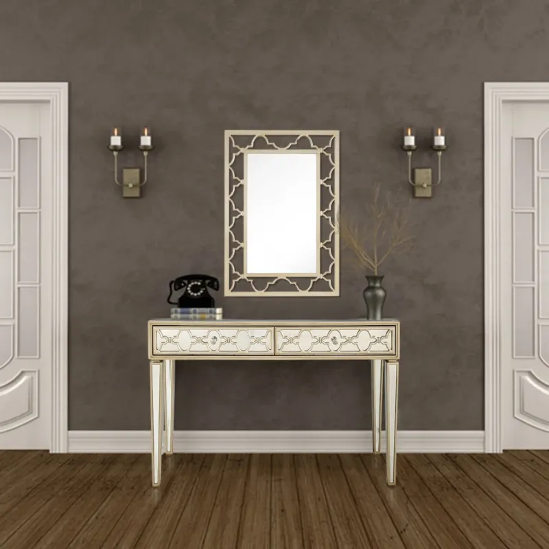 Champagne Glass Mirror Console Table By Homeroots | Console Tables | Modishstore
