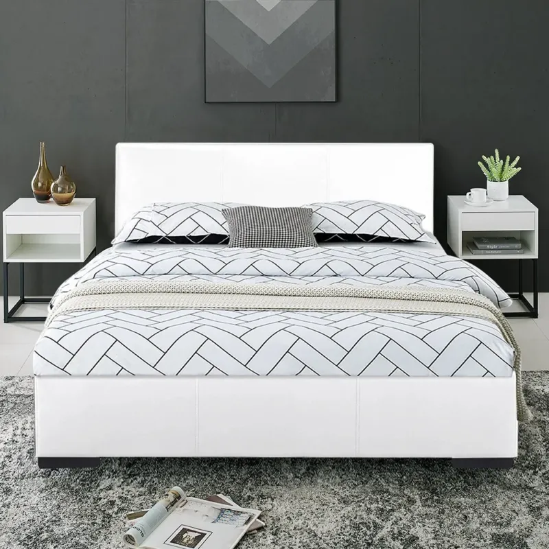 White Platform King Bed By Homeroots - 396996 | Beds | Modishstore