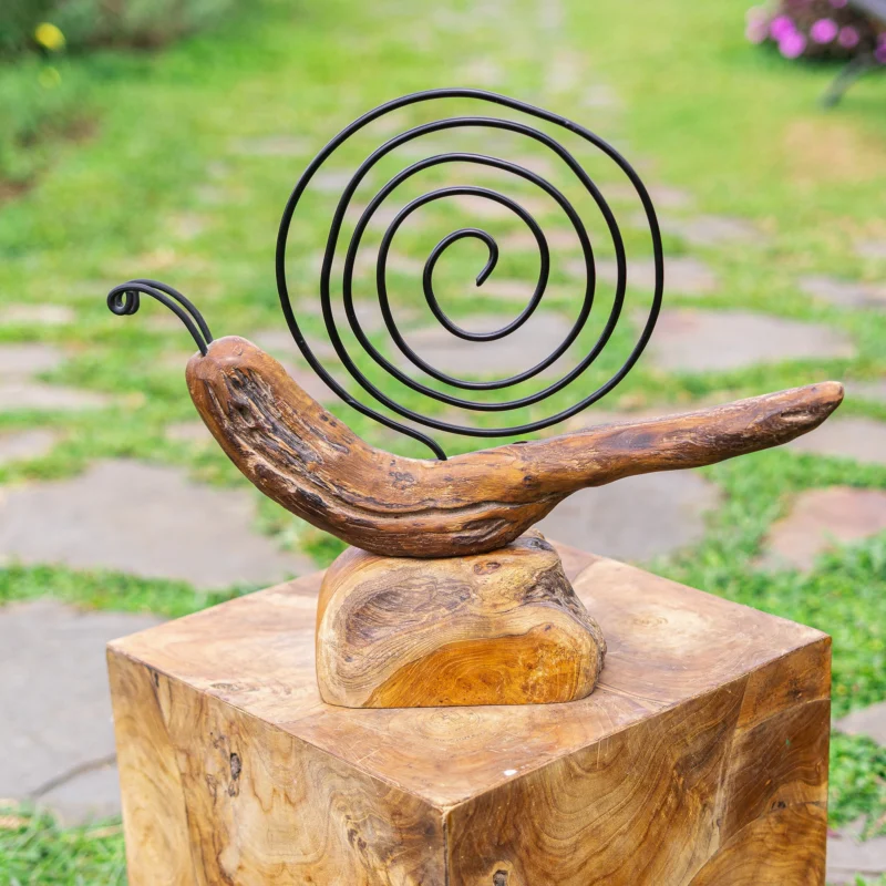 Teak Snail on Stand Set of 2 By Garden Age Supply | Sculptures | Modishstore - 1