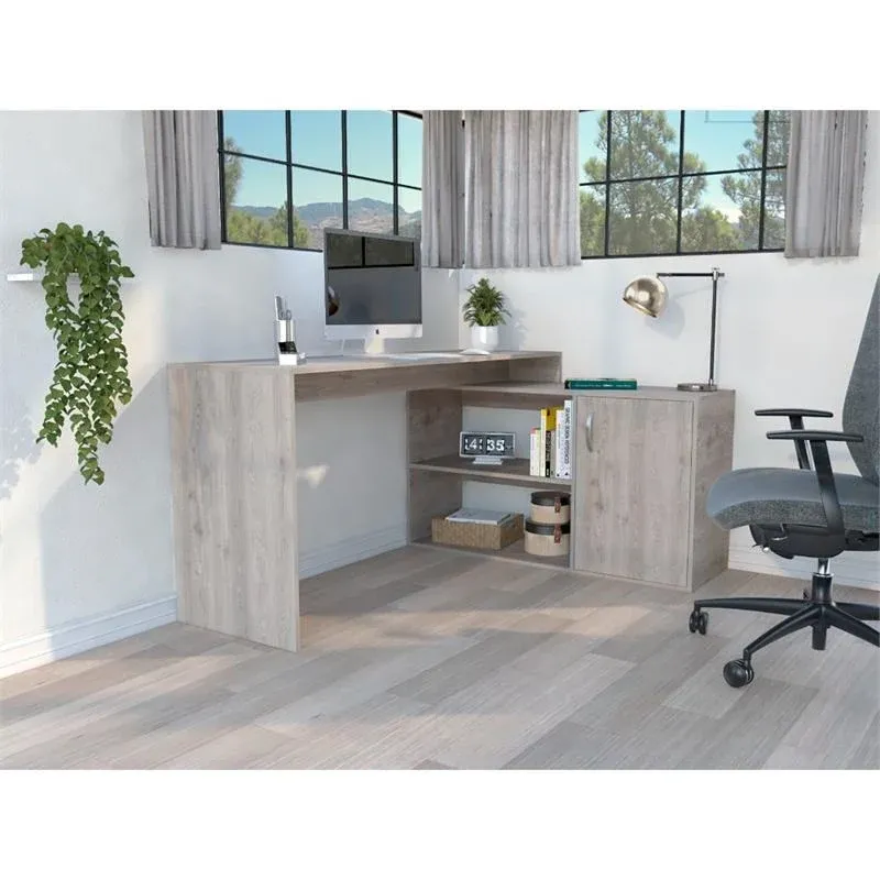 Contemporary and Professional Light Grey Home Office Desk By Homeroots | Desks | Modishstore