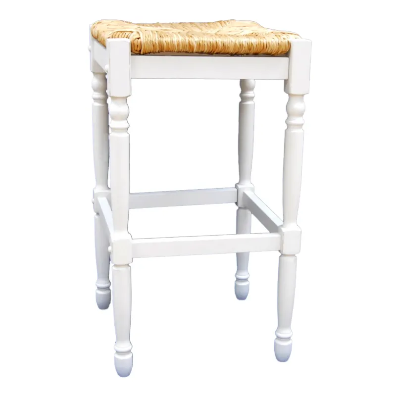 29" Natural And Antiqued White Backless Bar Height Chair With Footrest By Homeroots | Bar Stools | Modishstore