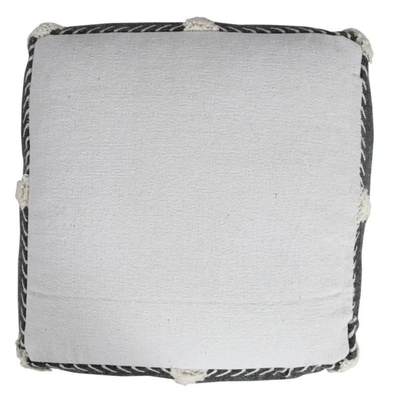 Black 100% Cotton Ottoman By Homeroots | Ottomans | Modishstore - 1