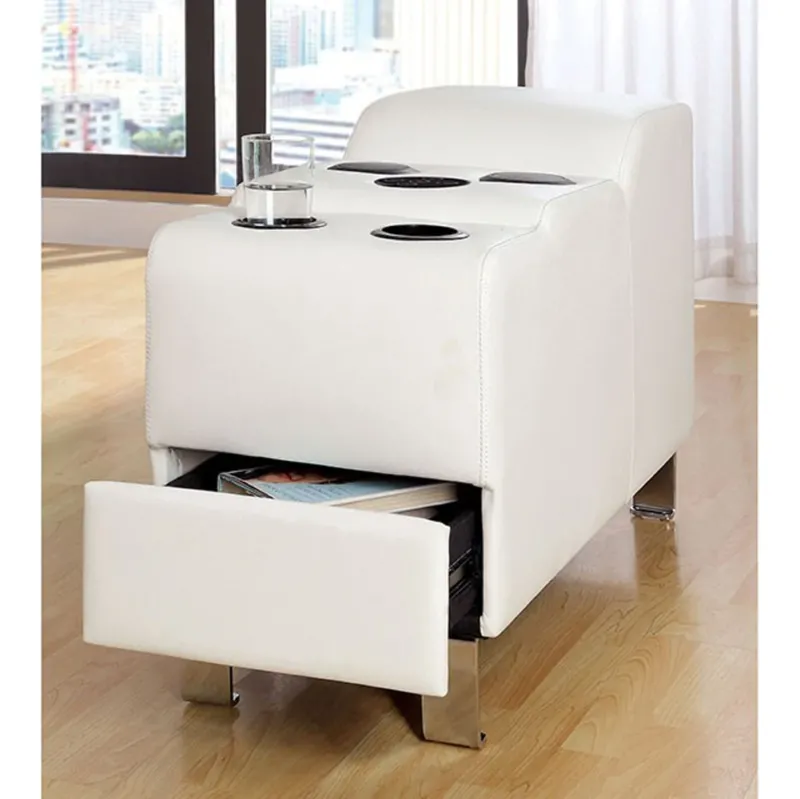 Kemina Bonded Leather White Speaker Console By Benzara | Console Tables | Modishstore