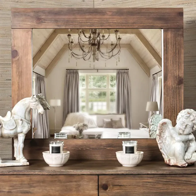Janeiro Transitional Style Mirror In Rustic Natural Tone Finish By Benzara | Mirrors | Modishstore