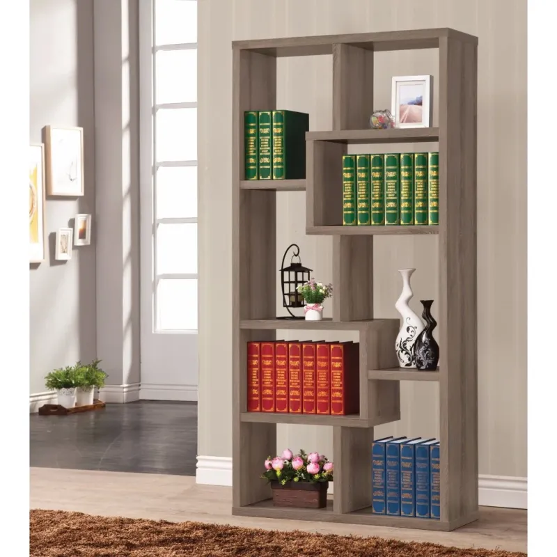Multiple Cubed Rectangular Bookcase, Gray By Benzara | Bookcases | Modishstore