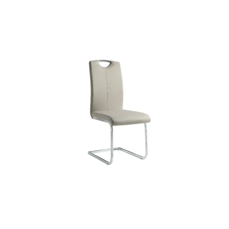 Metal & Leather Cantilever Style Side Chair With Chrome Base, Set Of 2, Gray By Benzara | Side Chairs | Modishstore