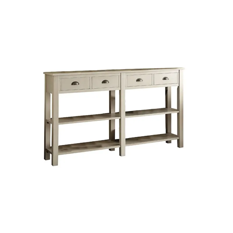 35 Inch Wooden Console Table With 4 Drawers And 2 Shelves, Cream By Benzara | Console Tables | Modishstore