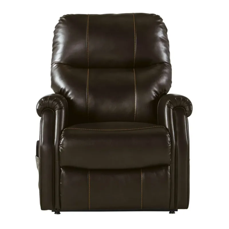 Leatherette Metal Frame Power Lift Recliner With Tufted Back, Brown By Benzara | Chairs & Recliners | Modishstore