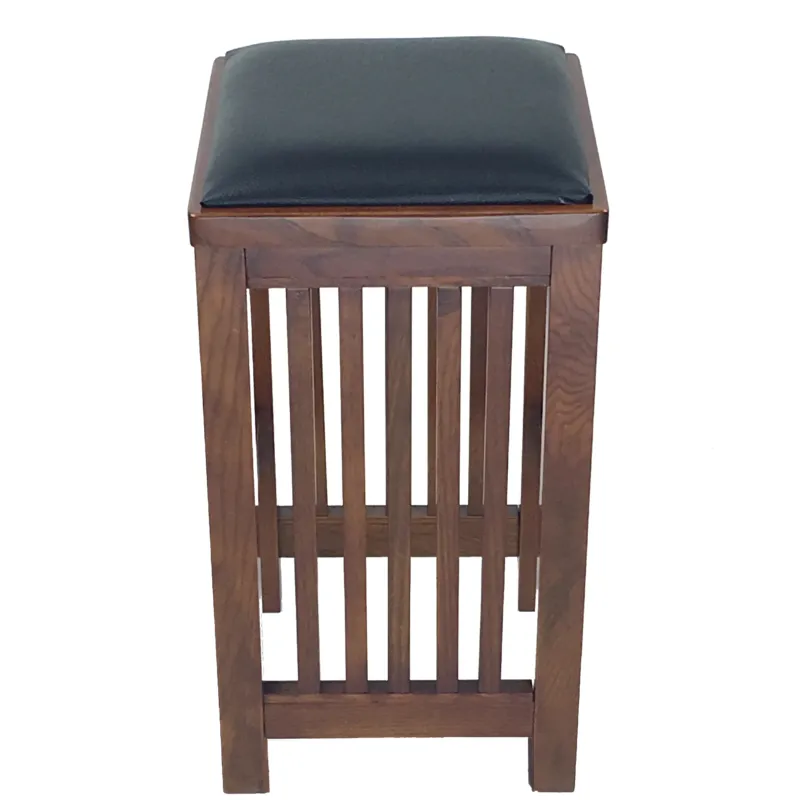 24 Inch Faux Leather Upholstered Wooden Backless Barstool, Oak Brown By Benzara | Bar Stools & Tables | Modishstore