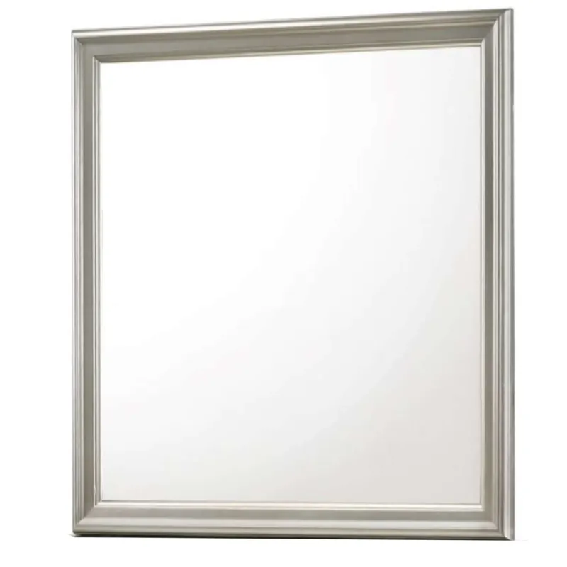 Rectangular Molded Wooden Frame Dresser Top Mirror, Antique Silver - Bm215167 By Benzara | Dressers | Modishstore