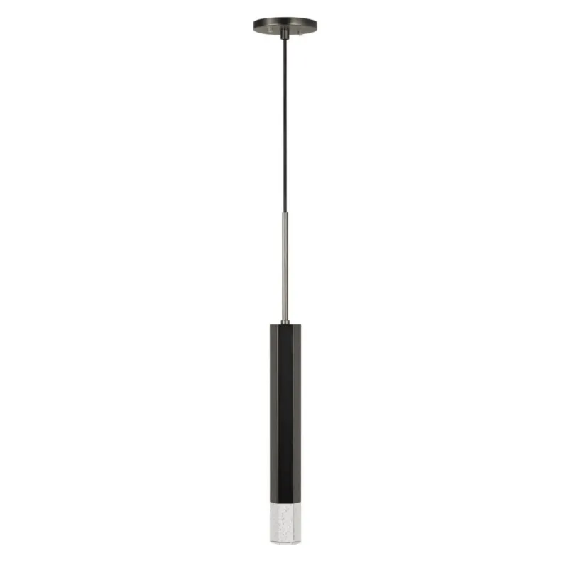 Hexagonal Metal Frame Single Led Light Pendant With Glass Diffuser, Black By Benzara | Pendant Lamps | Modishstore
