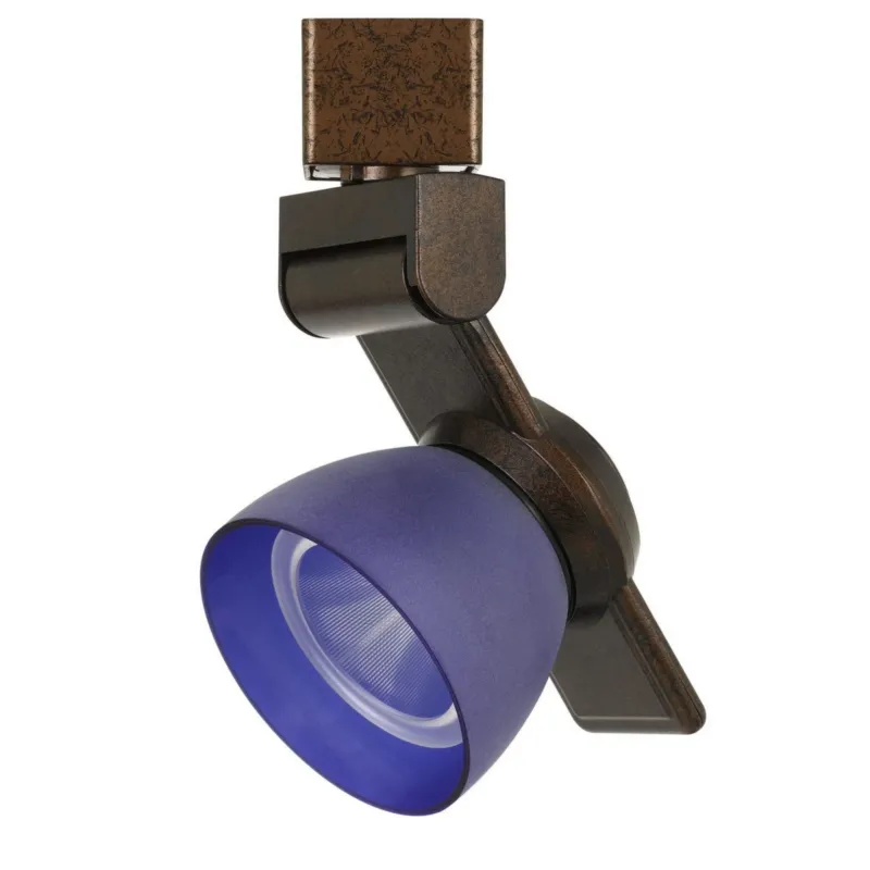 12W Integrated Metal And Polycarbonate Led Track Fixture, Bronze And Blue By Benzara | Track Lights | Modishstore