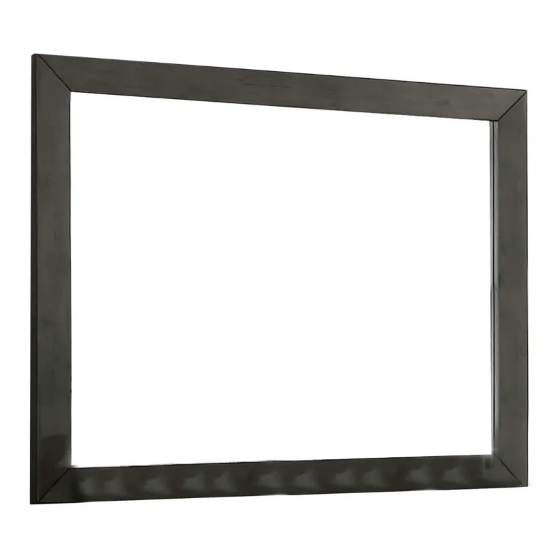 39 Inch Mirror With Rectangular Wooden Frame, Dark Gray By Benzara | Mirrors | Modishstore