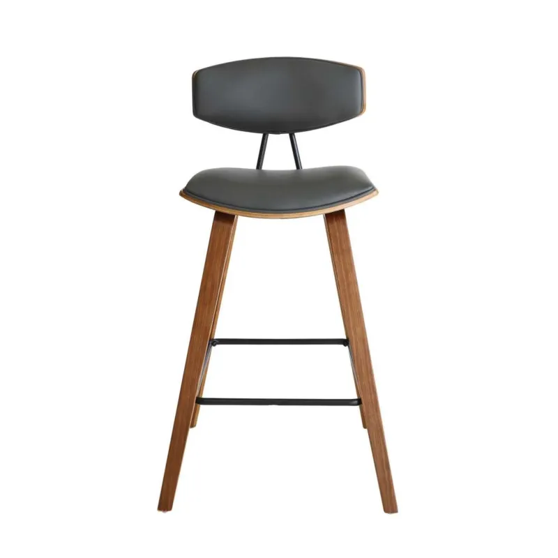 28.5 Inches Contoured Seat Leatherette Barstool, Brown By Benzara | Bar Stools | Modishstore