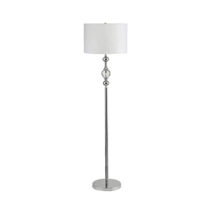 Floor Lamp With Metal Frame And Crystal Accent, White By Benzara | Floor Lamps | Modishstore