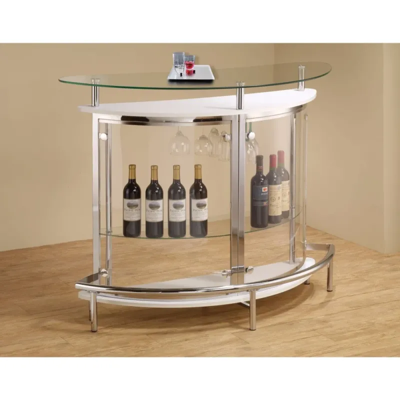 Contemporary Bar Unit With Clear Acrylic Front , White By Benzara | Bar Carts | Modishstore