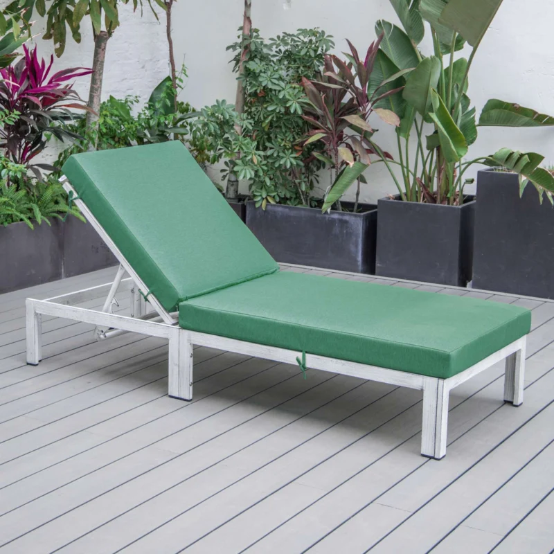 LeisureMod Chelsea Modern Outdoor Weathered Grey Chaise Lounge Chair With Cushions | Outdoor Chaise Lounges | Modishstore
