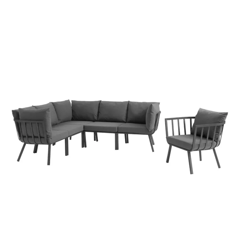 Modway Riverside 6 Piece Outdoor Patio Aluminum Set - EEI-3791 | Outdoor Sofas, Loveseats & Sectionals | Modishstore - 1