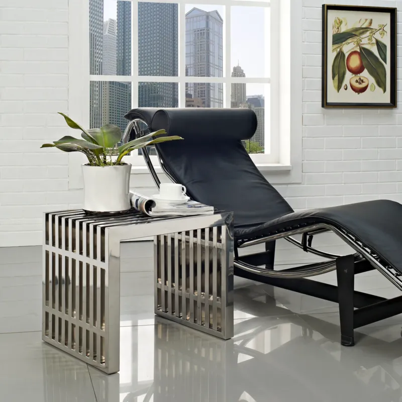 Gridiron Small Stainless Steel Bench By Modway - EEI-569 | Benches | Modishstore - 1