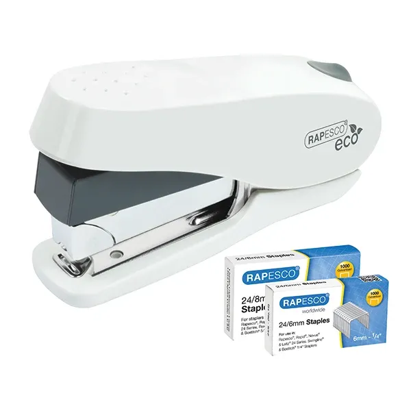 Rapesco ECO Luna Less Effort Stapler Capacity 50 Sheets White 1467