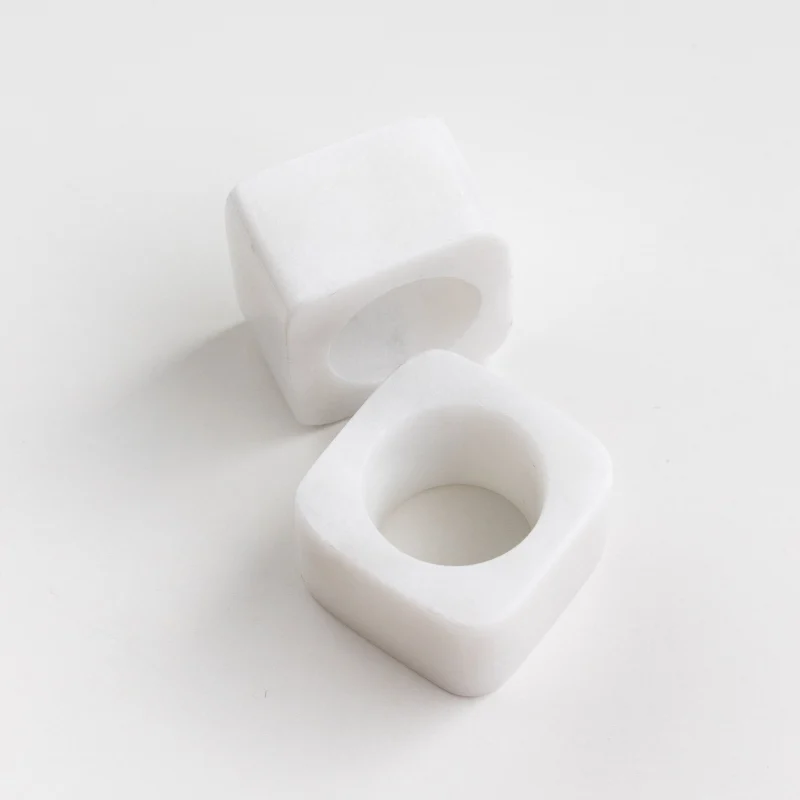 Kai Marble Napkin Ring Set White