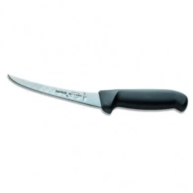 F. Dick SteriGrip Curved Stiff Boning Knife, 6", Kullenschliff Edge, Black