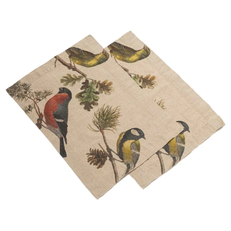 Linen Placemats SMALL BIRDS Set of 2