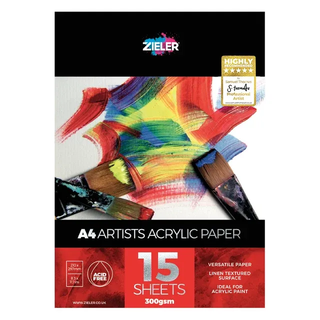 Zieler A4 Bound Acrylic Pad - 300gsm (15 Sheets)