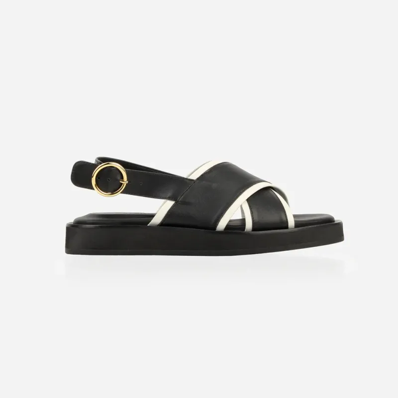 The Sunday Sandal | Black and Panna Cotta